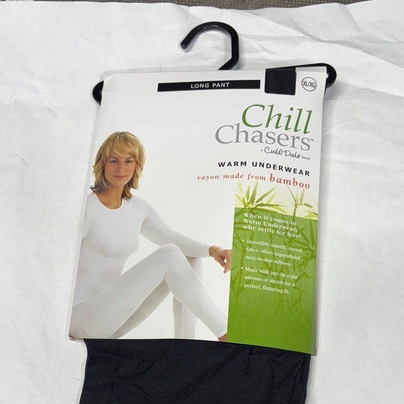 Cuddl Duds Pants - Cuddl Duds Chill Chasers warm underwear rayon bamboo Black Long Pant Xl